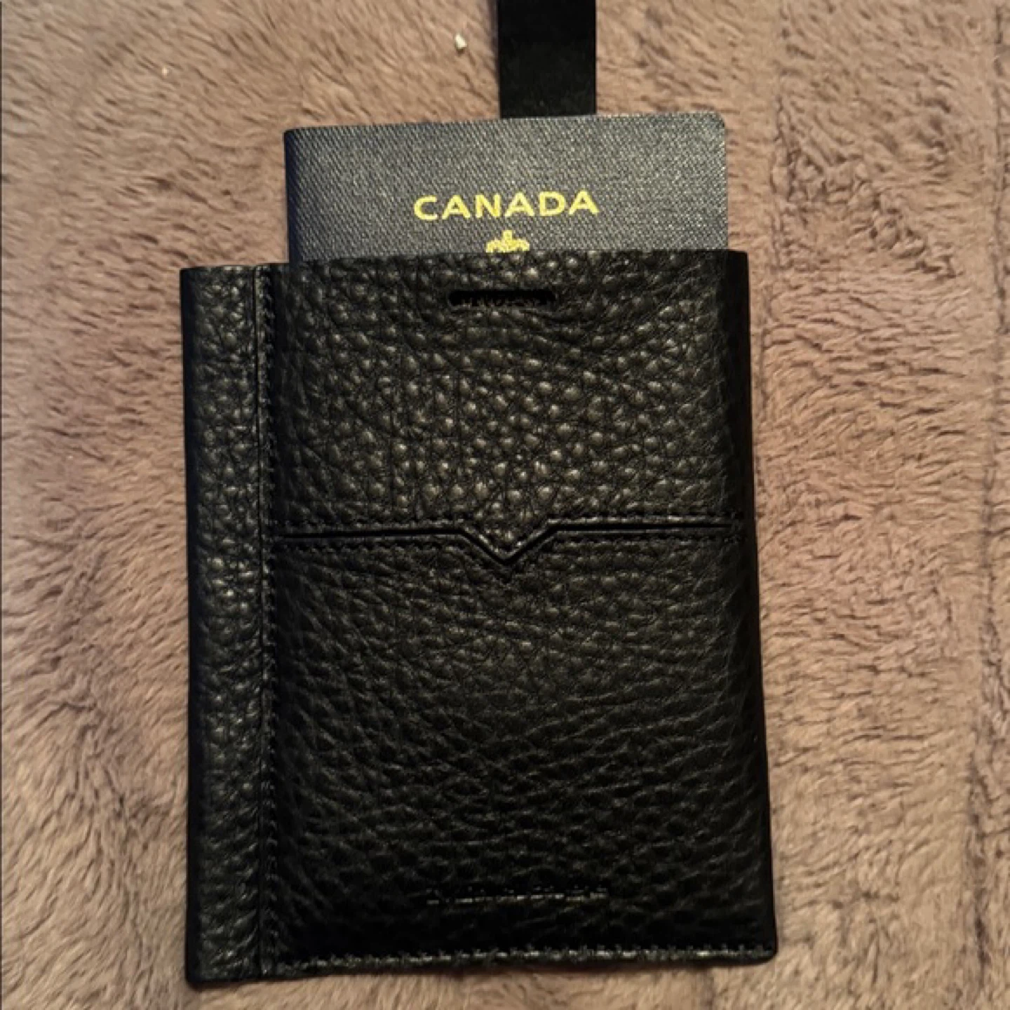 Mackage Black Leather Card Holder / Passport Holder with Pen - photo 5