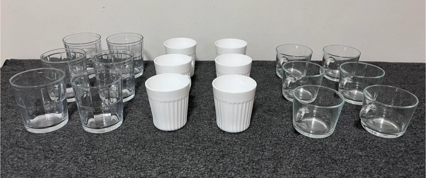Set of 18 Glass and White Ceramic Mugs and Tumblers - photo 2