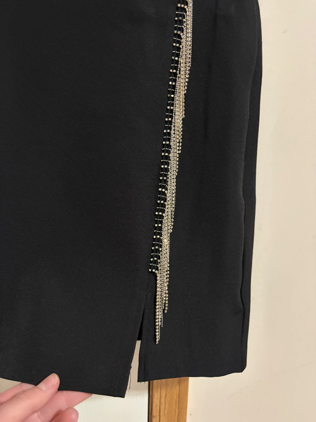Vero Moda Black Mini Skirt with Rhinestone Fringe - Size M - photo 3