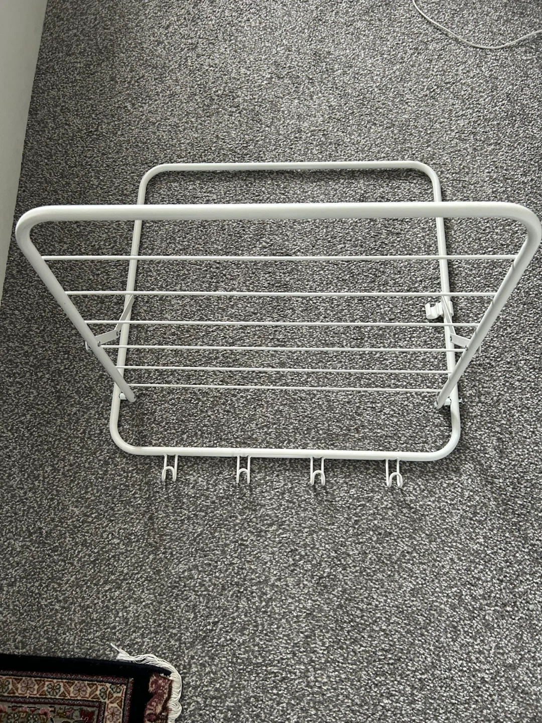 White Metal Drying Rack with Hooks