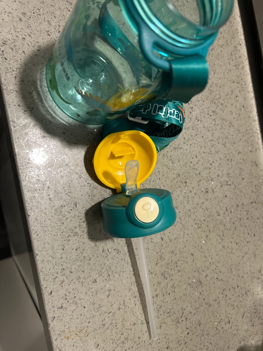 Kids Dinosaur Water Bottle with Straw and Strap - photo 4