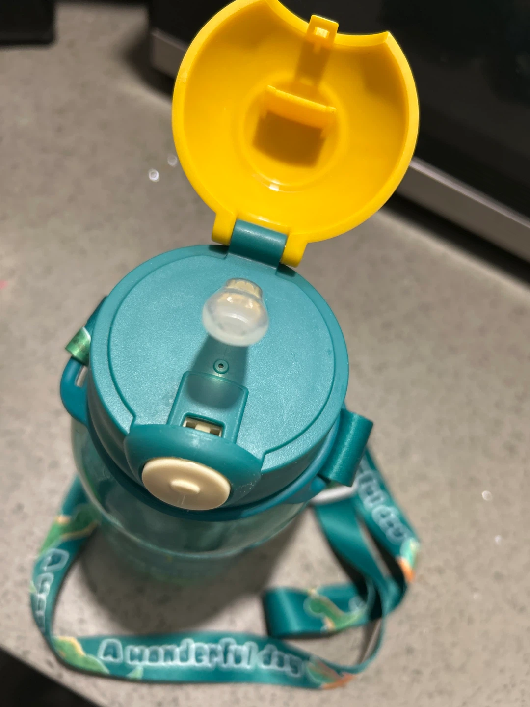 Kids Dinosaur Water Bottle with Straw and Strap - photo 2