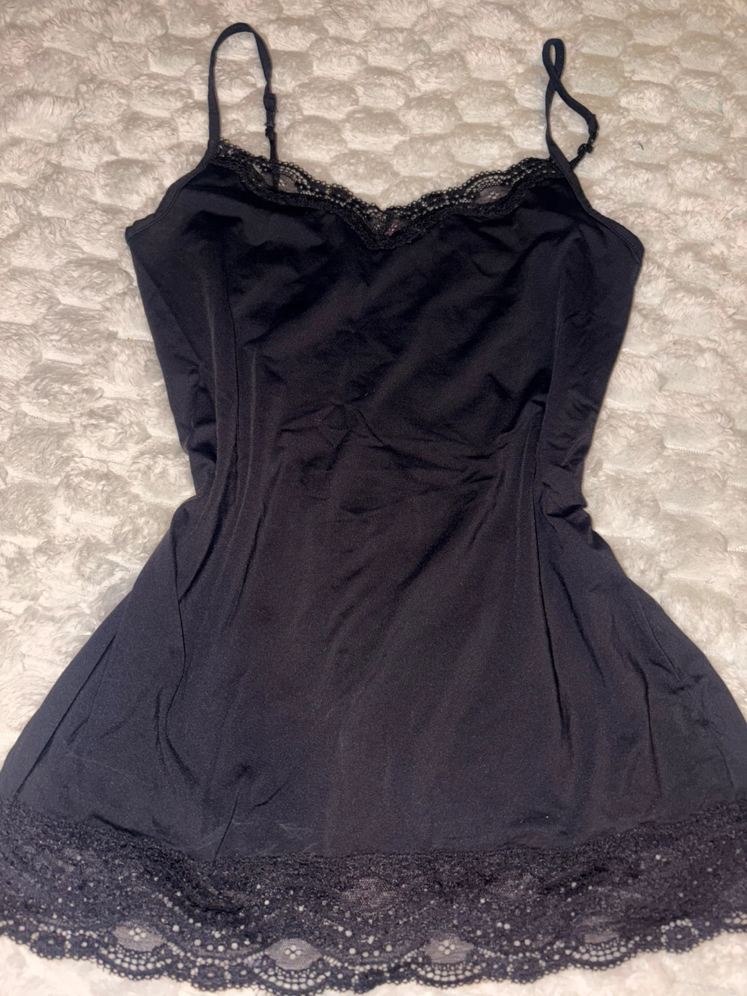 Black lace trim slip camisole