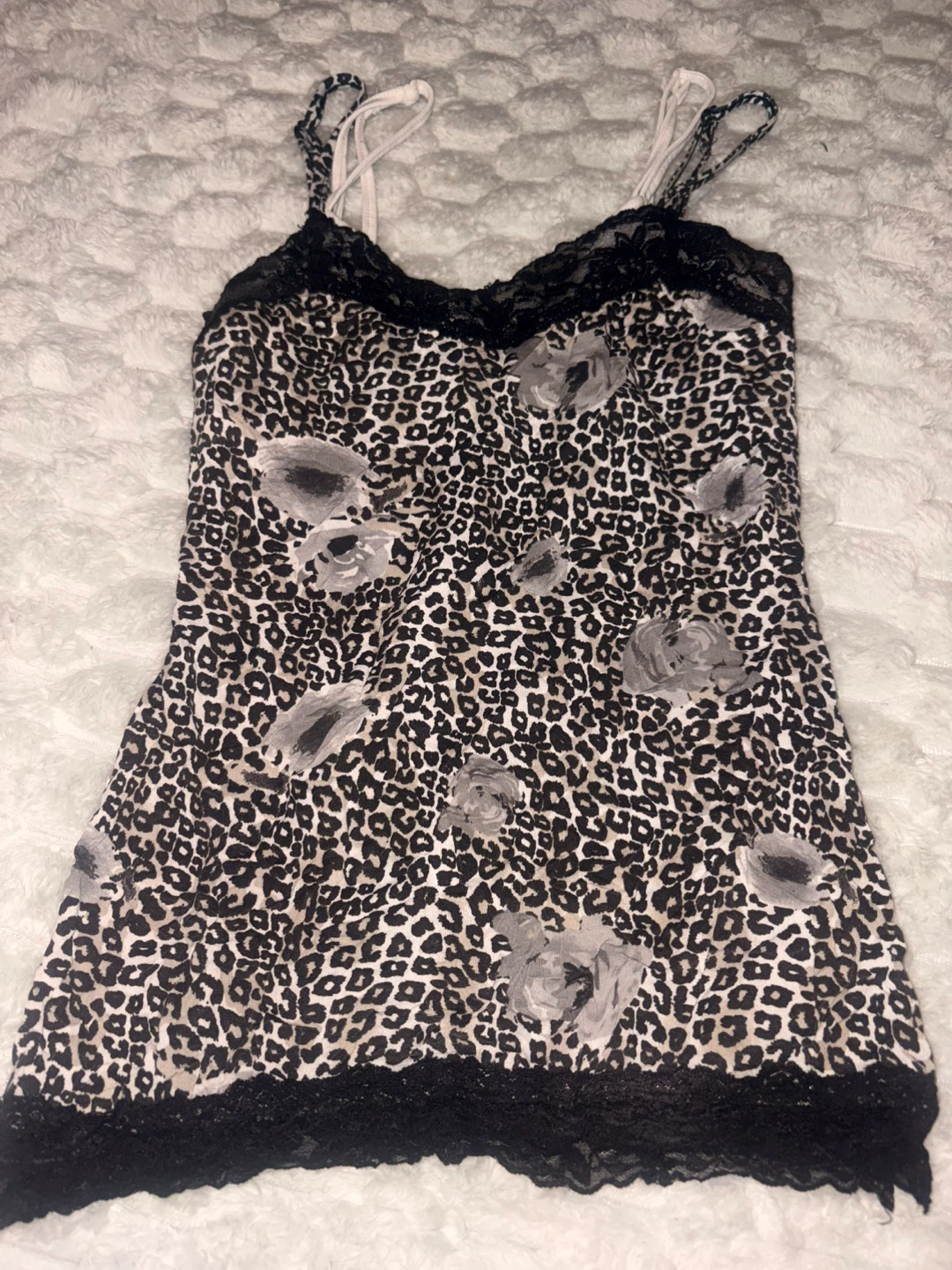 Cheetah Print Camisole with Lace Trim