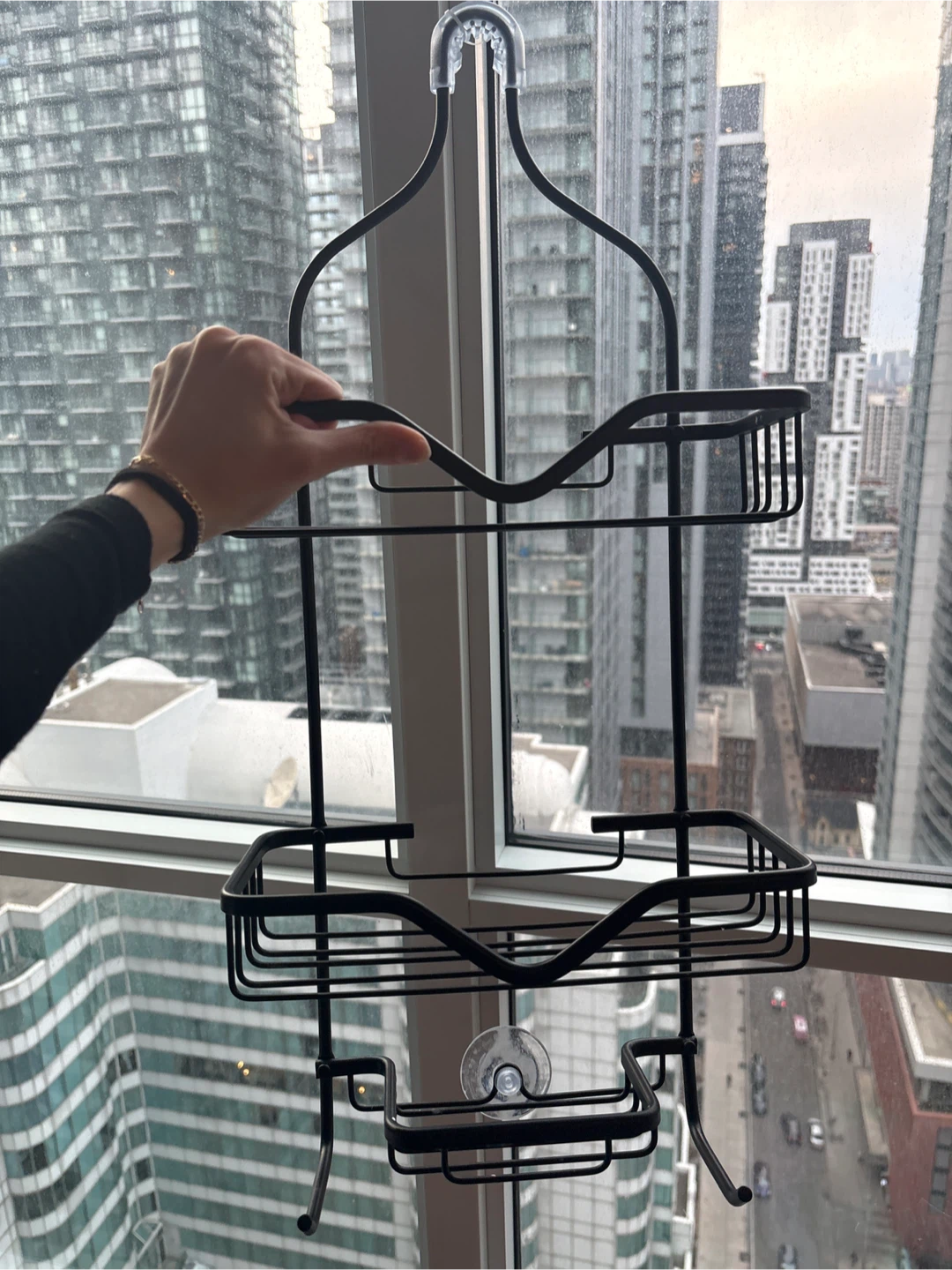 3-Tier Black Metal Shower Caddy