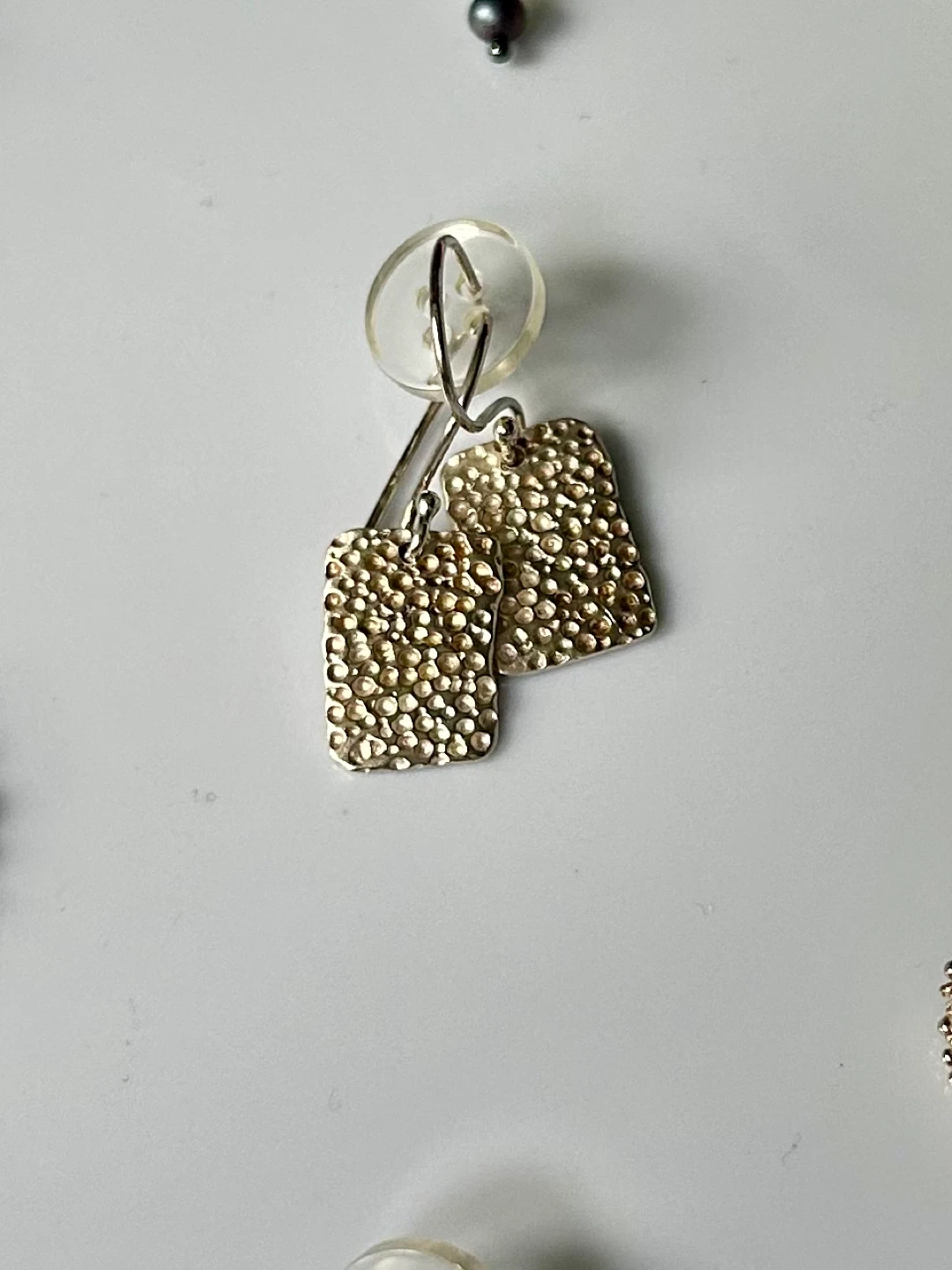 Textured silver Square Dangle Earrings - photo 2