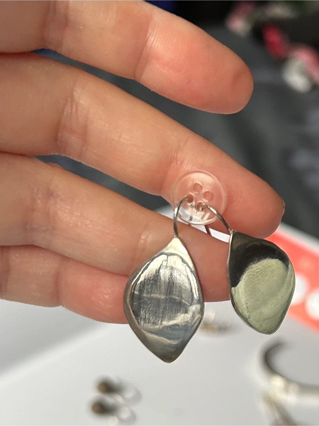 Silver Teardrop Dangle Earrings