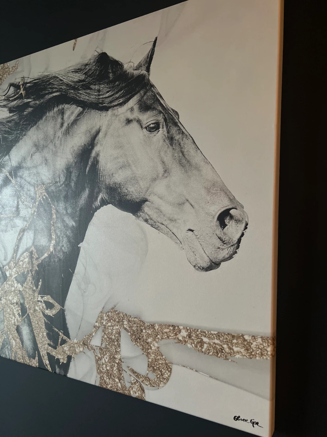 Canvas Wall Art - Horse with Gold Accent - photo 2