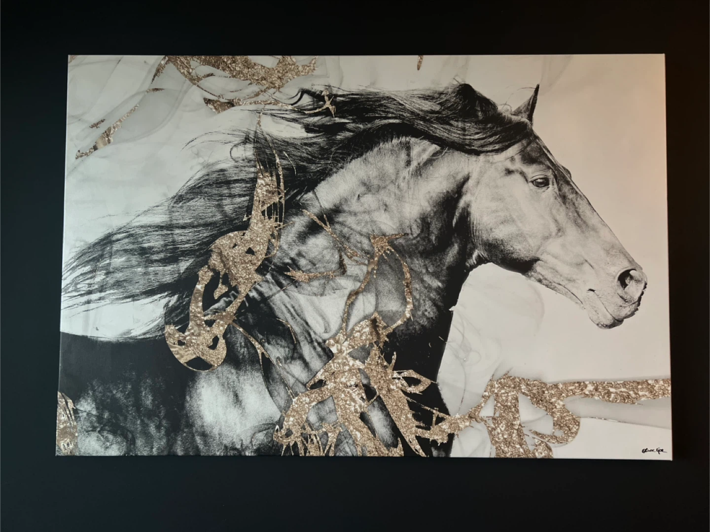 Canvas Wall Art - Horse with Gold Accent - photo 3