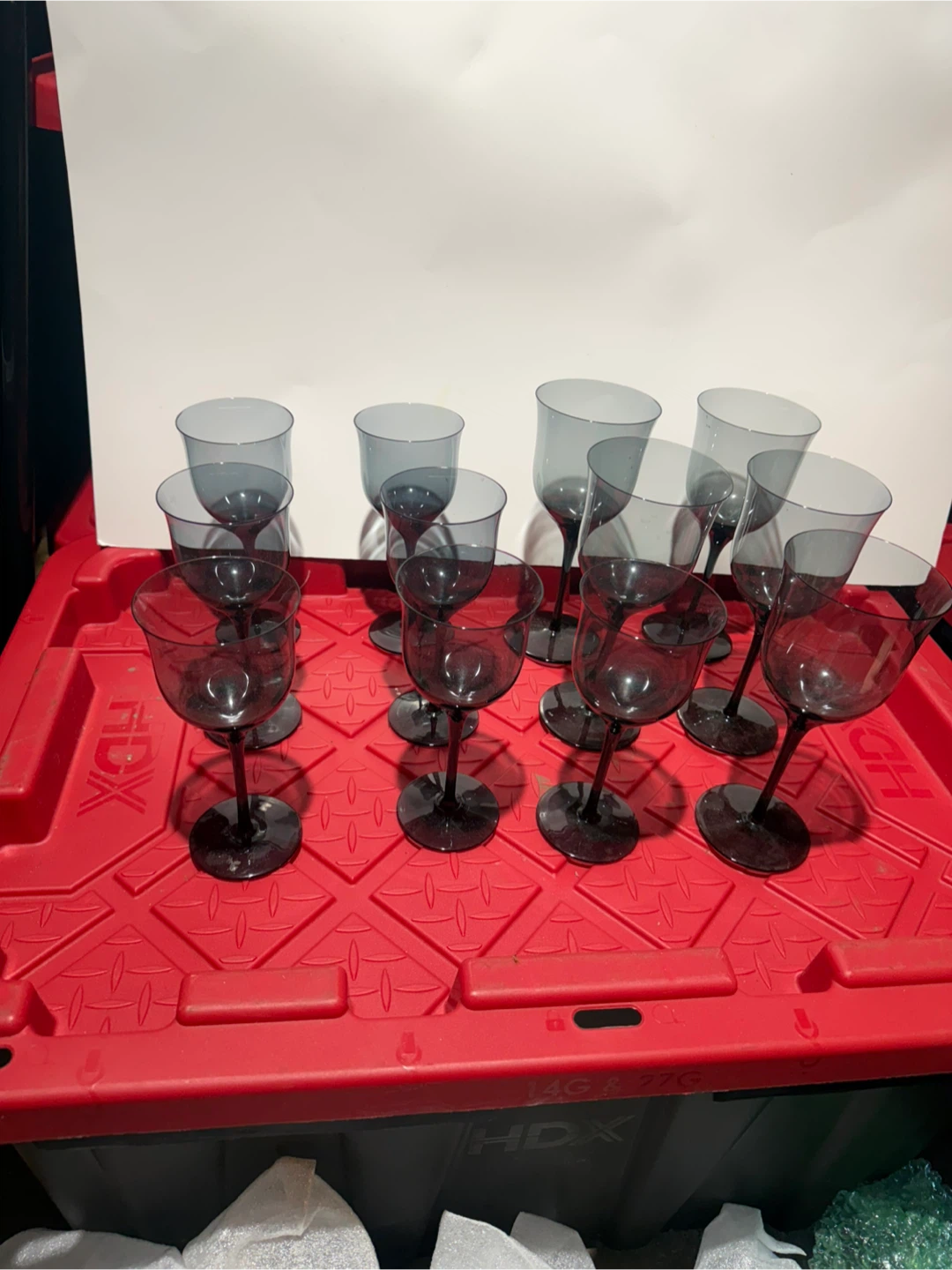 Set of 12 Smoke Grey Glass Wine Glasses