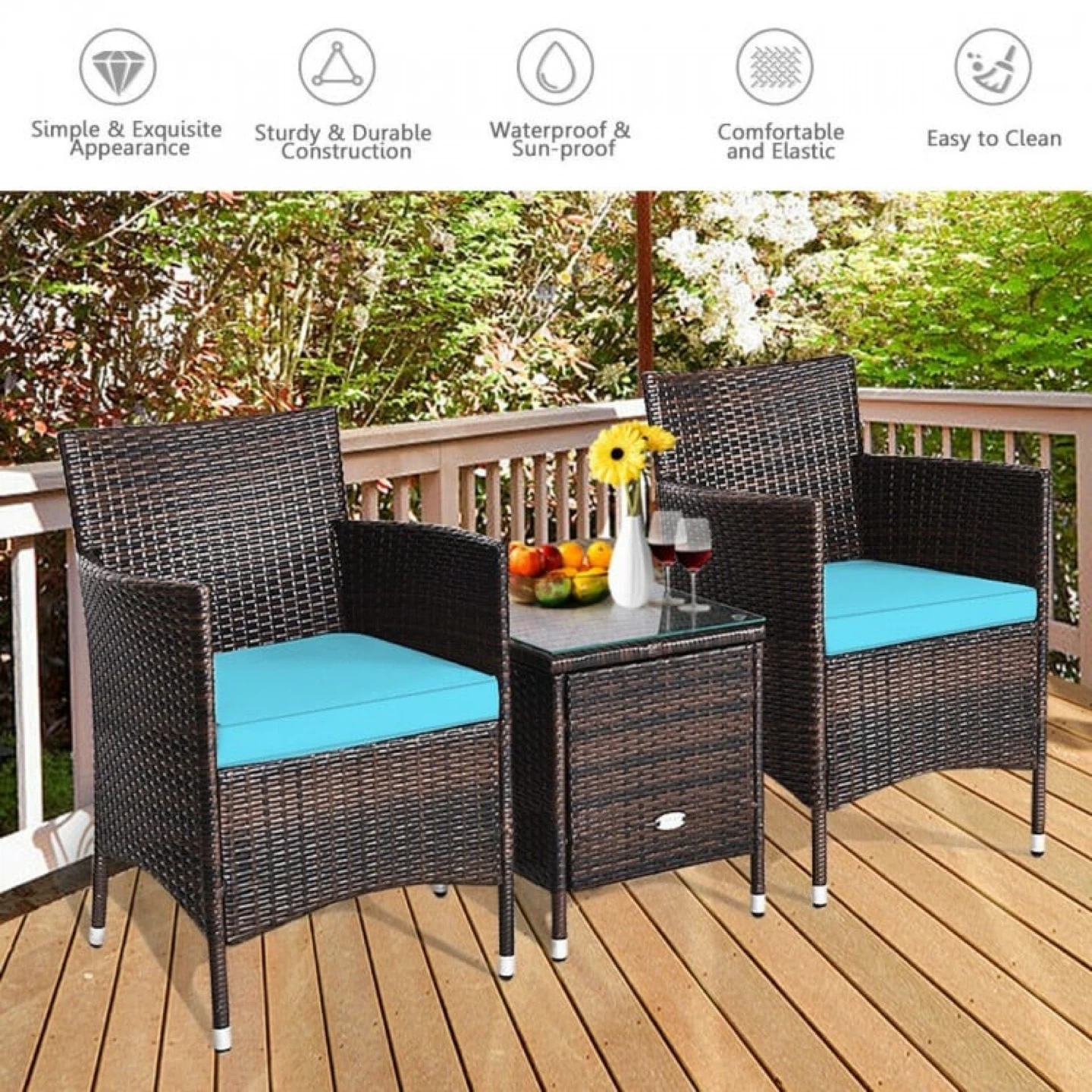 Wicker Patio Chair and Side Table Set - photo 2