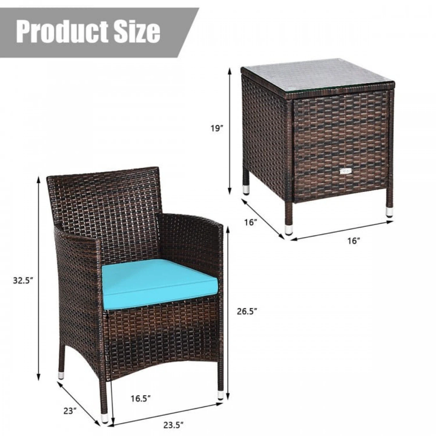 Wicker Patio Chair and Side Table Set - photo 3