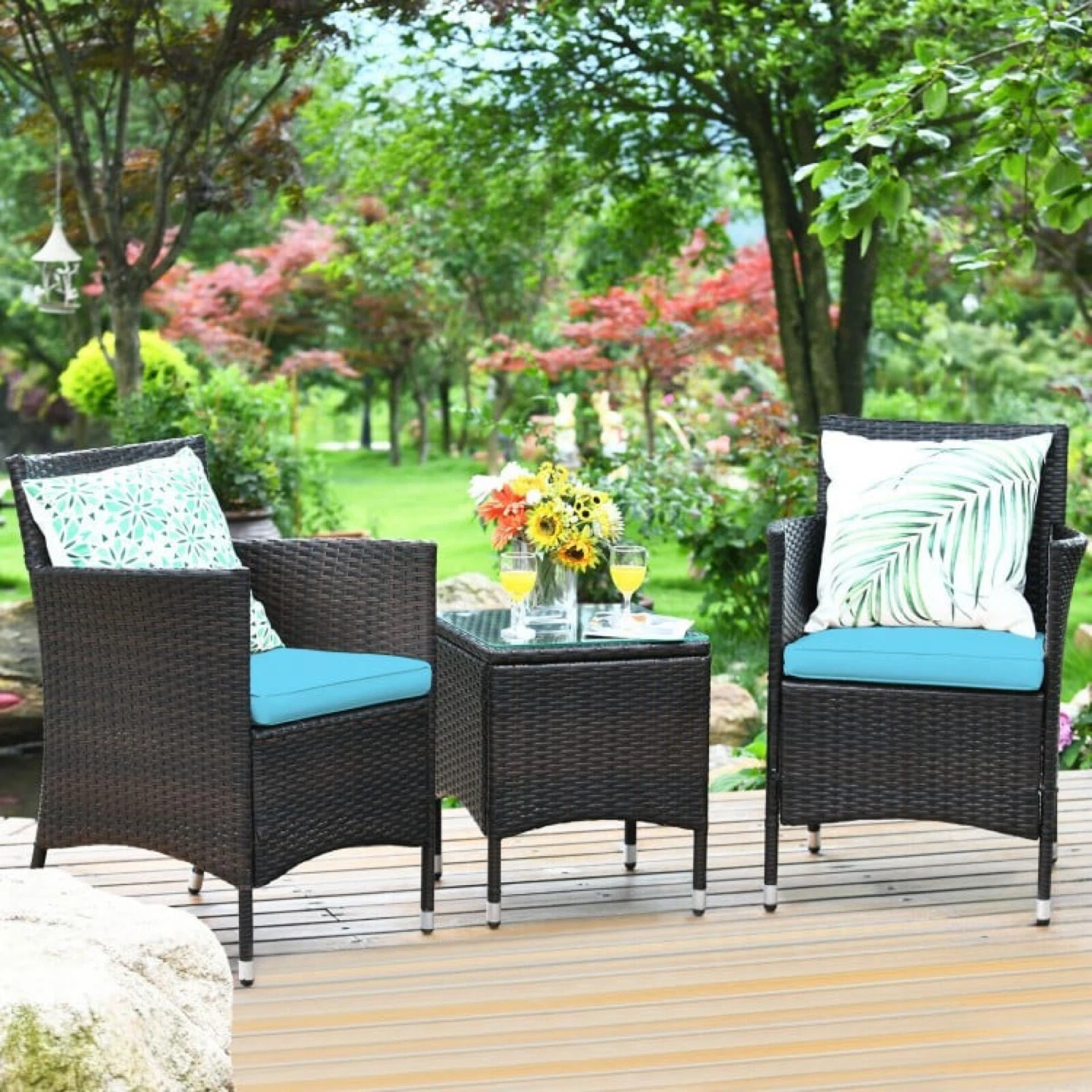 Wicker Patio Chair and Side Table Set - photo 5