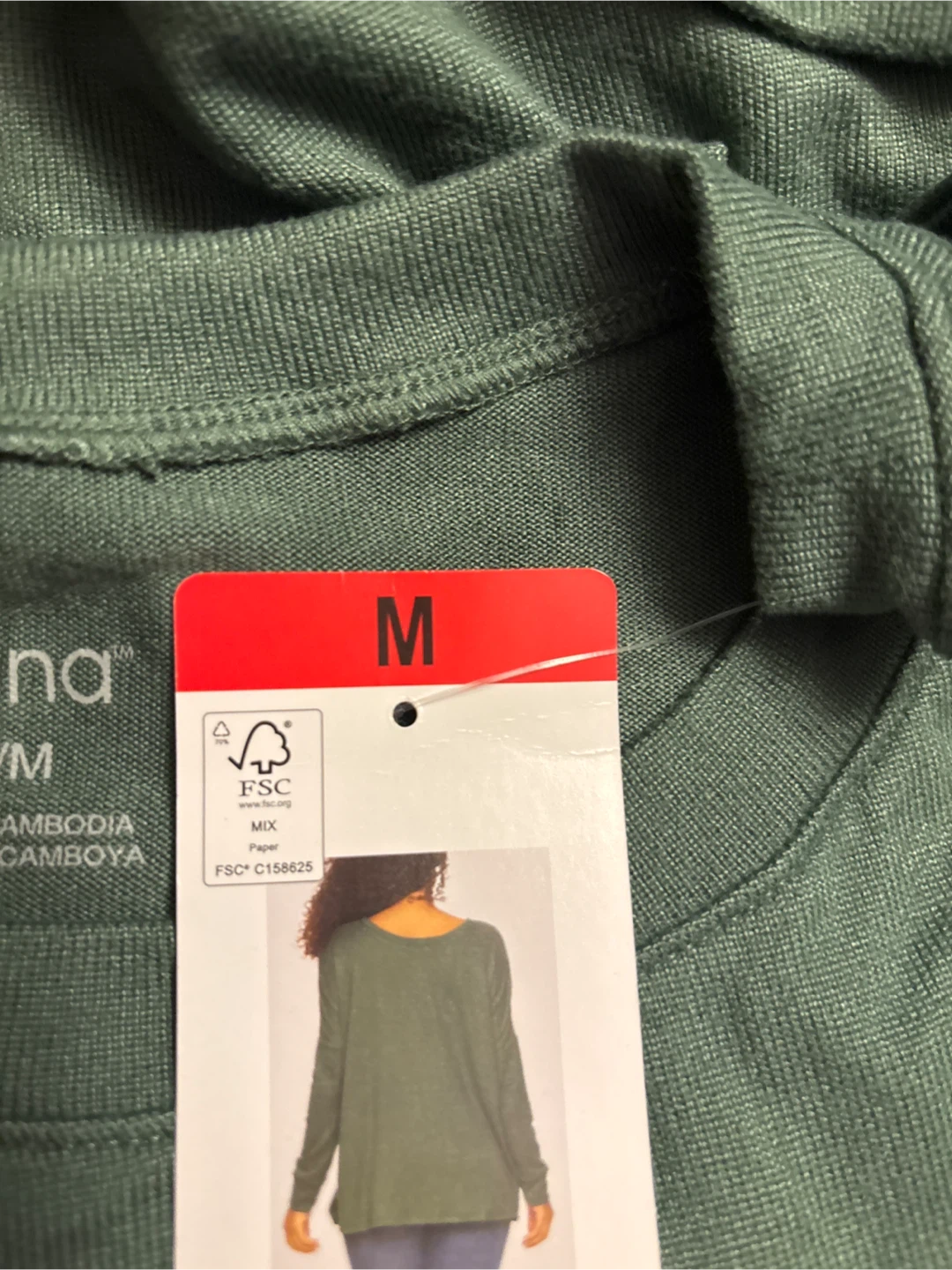 Felina Women's Long Sleeve Top - Green, Size M - photo 3