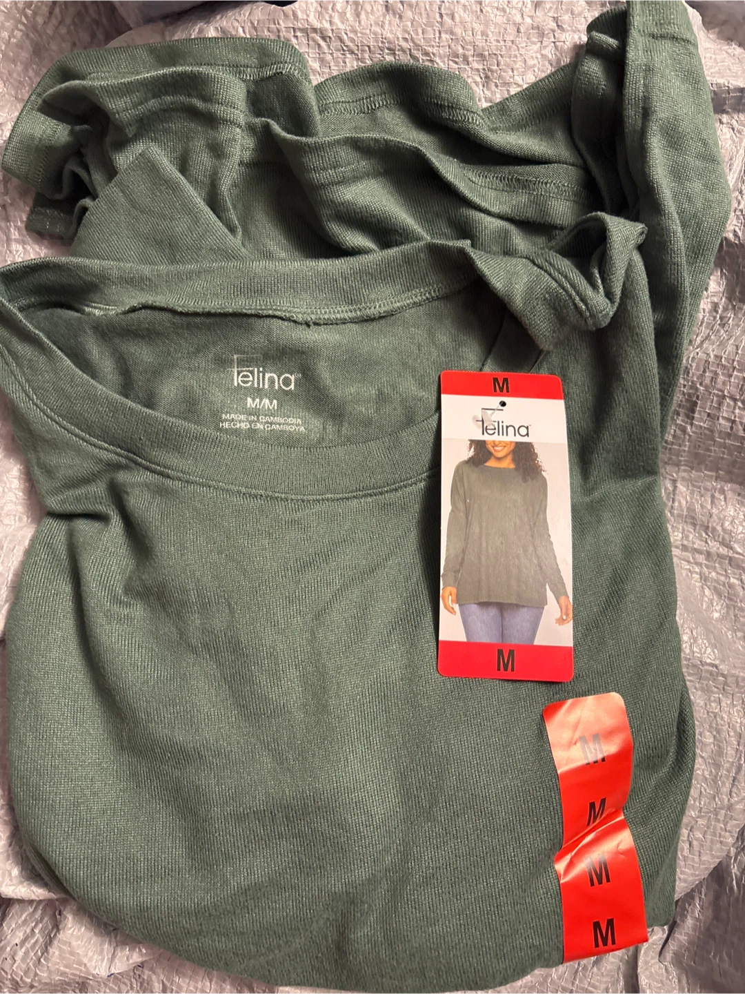 Felina Women's Long Sleeve Top - Green, Size M