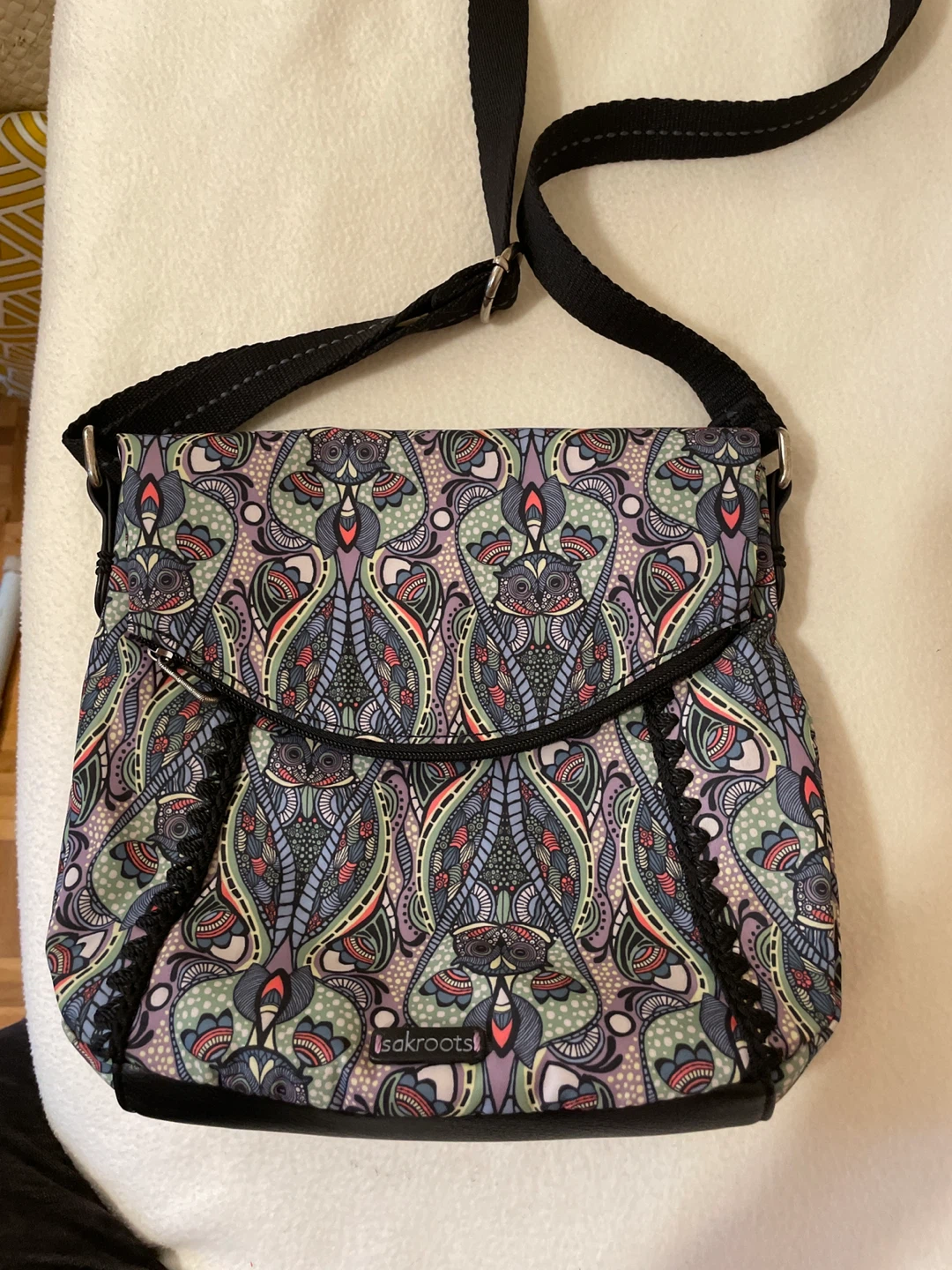 Sakroots Crossbody Bag with Owl Pattern