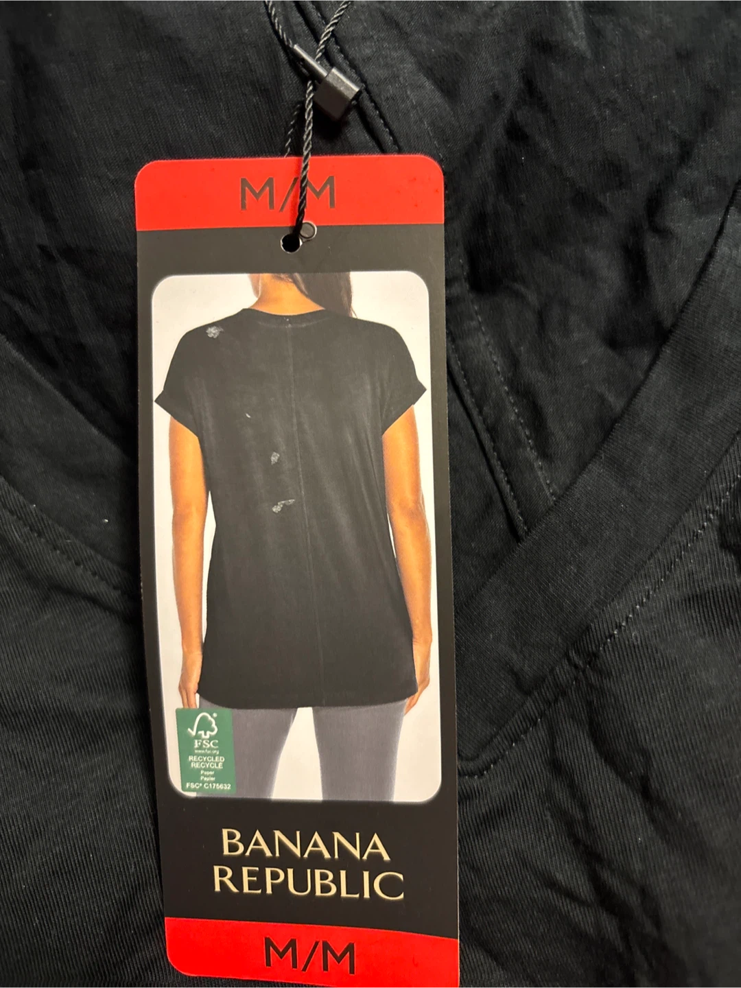 Ladies Banana Republic Black V-Neck T-Shirt - Medium - photo 3