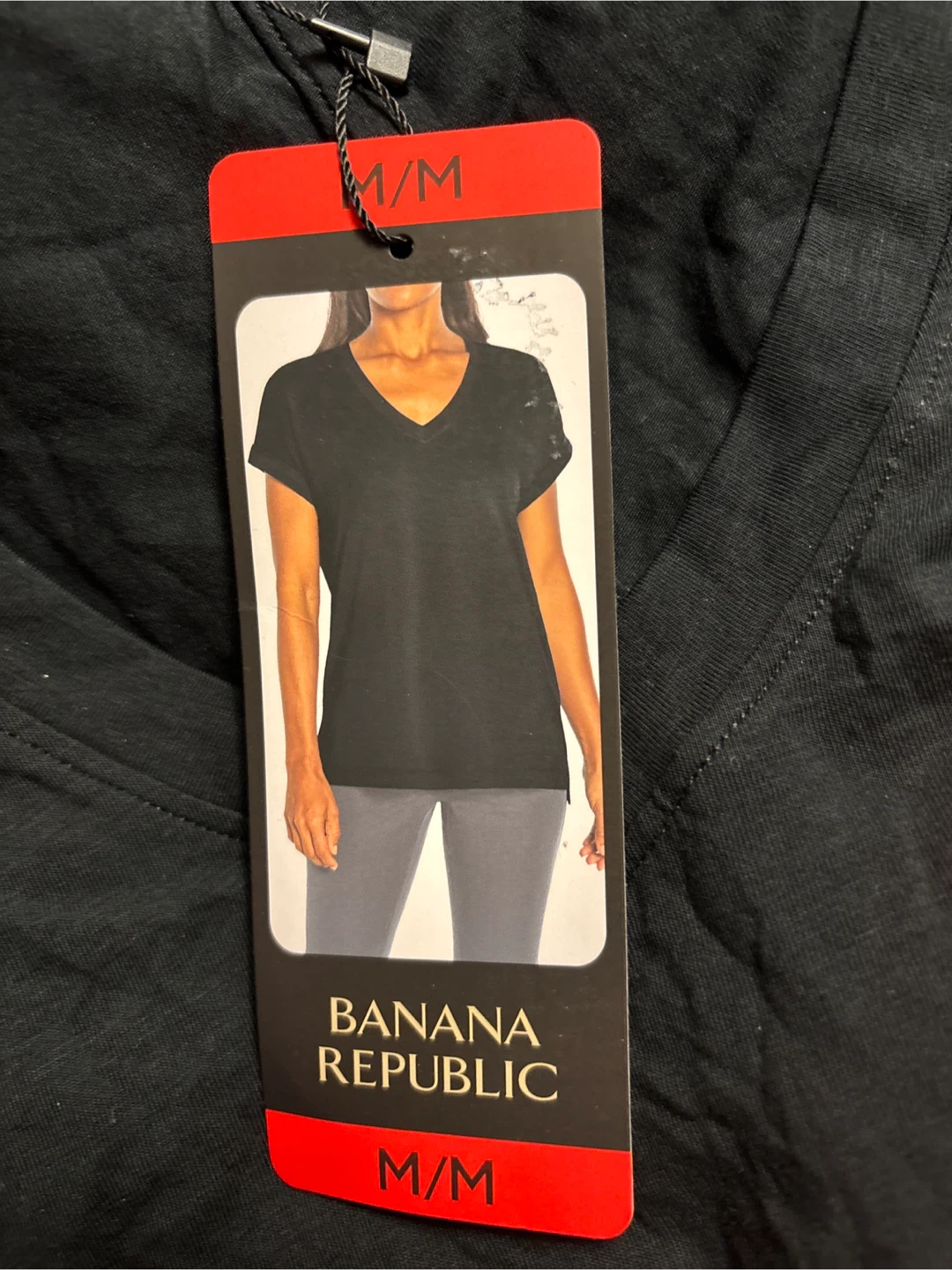 Ladies Banana Republic Black V-Neck T-Shirt - Medium - photo 2