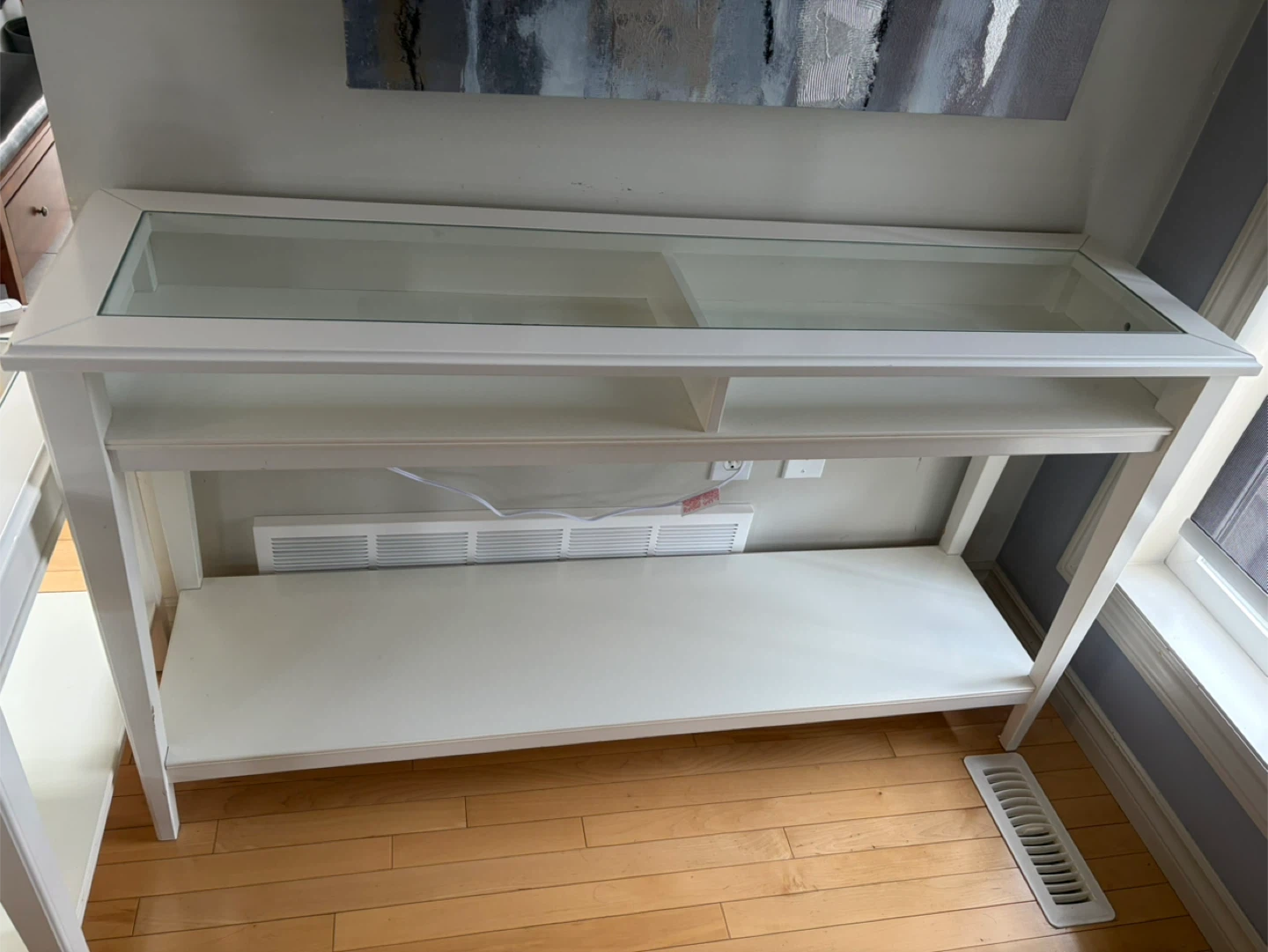 White Console Table with Glass Top - photo 3