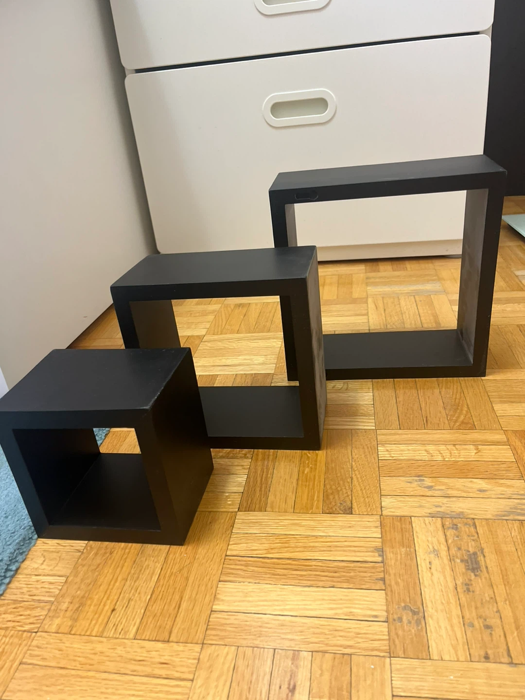 3 Black Cube Wall Shelves