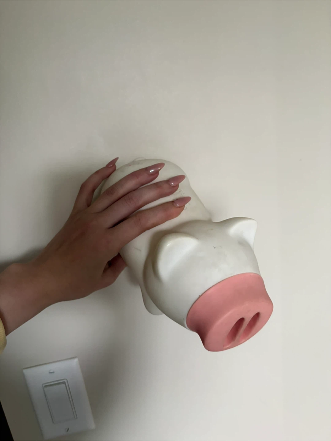 White Piggy Bank with Pink Nose - photo 3