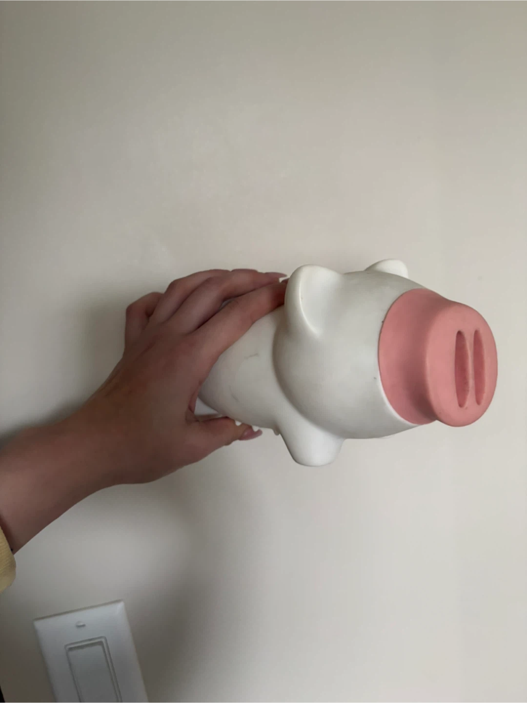 White Piggy Bank with Pink Nose - photo 4
