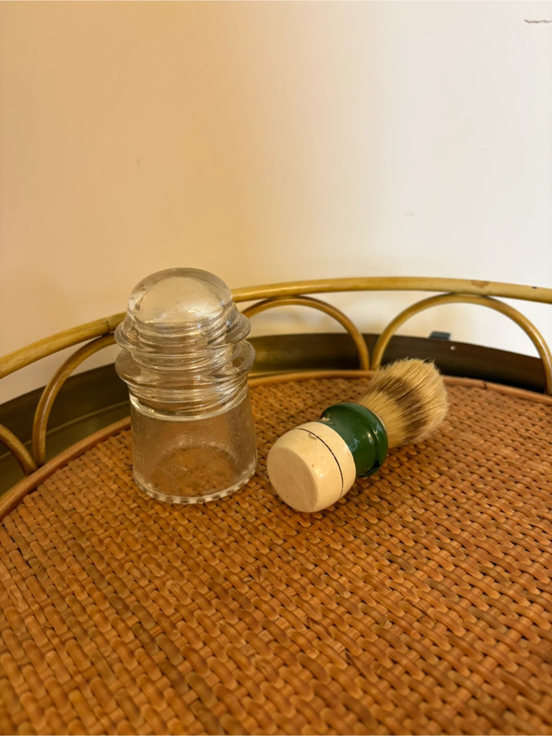 Glass Shaving Bowl and Badger Hair Shaving Brush Set