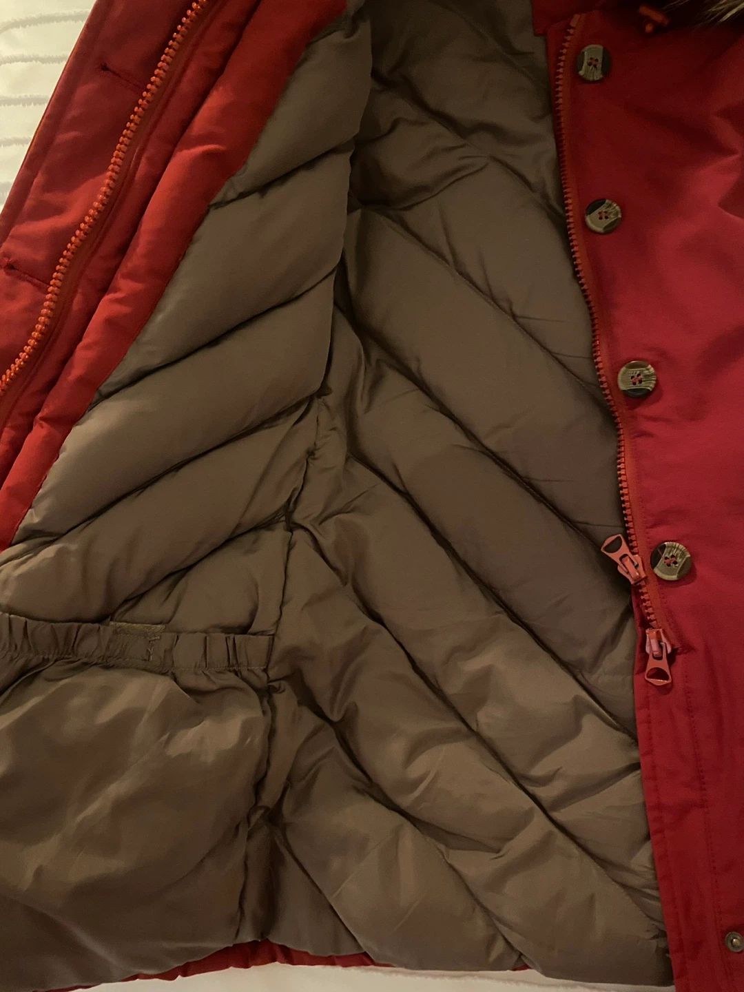 Red Puffer Parka Jacket with Fur Hood - photo 2