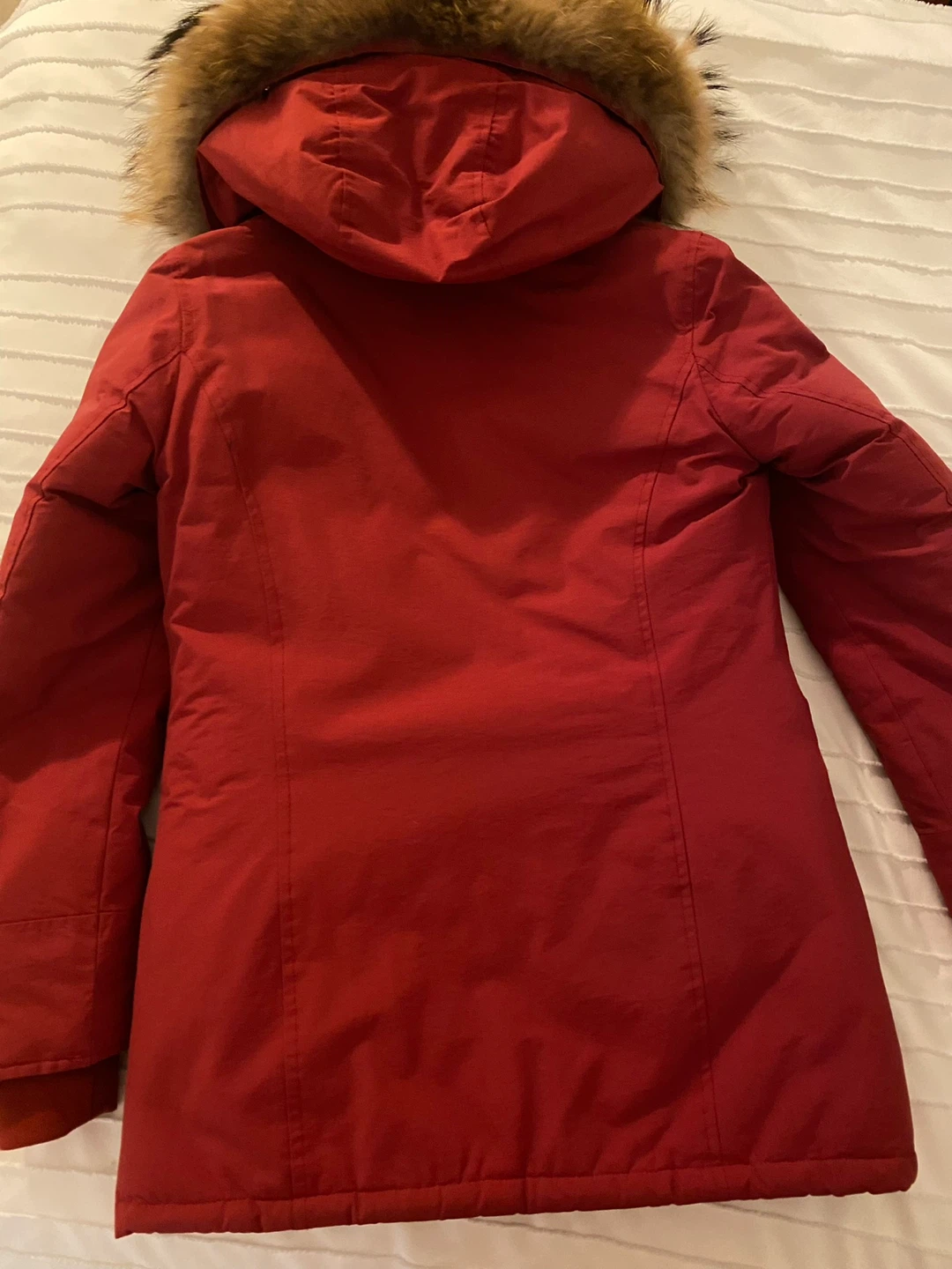 Red Puffer Parka Jacket with Fur Hood - photo 3