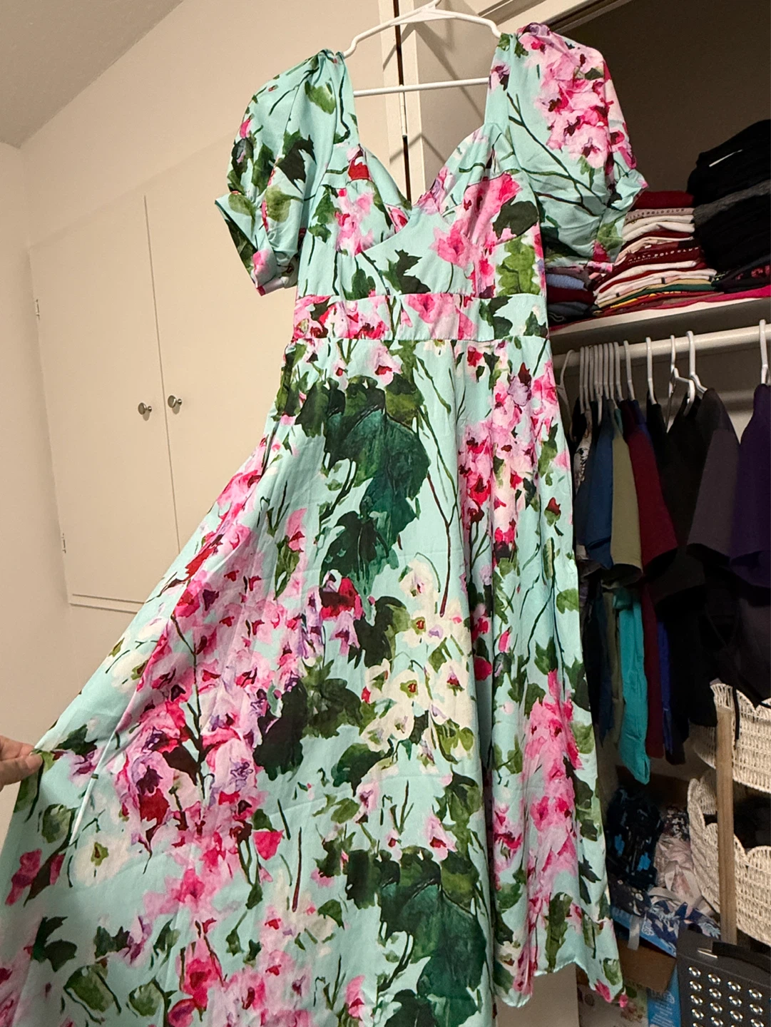 Floral Puff Sleeve Midi Dress