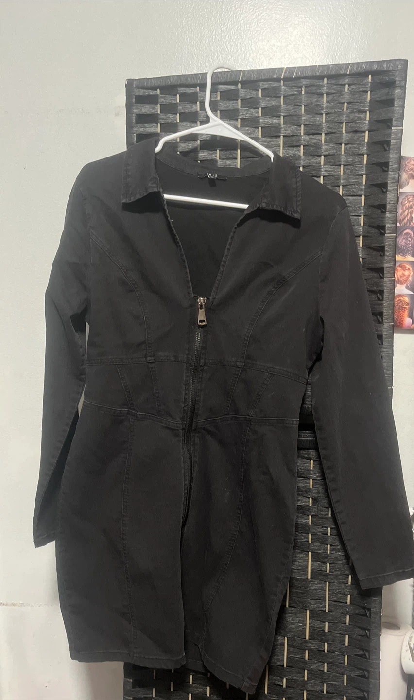 Black Denim Zipper Dress