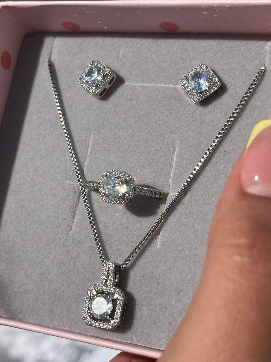 Rhodium Plated Cubic Zirconia Jewelry Set