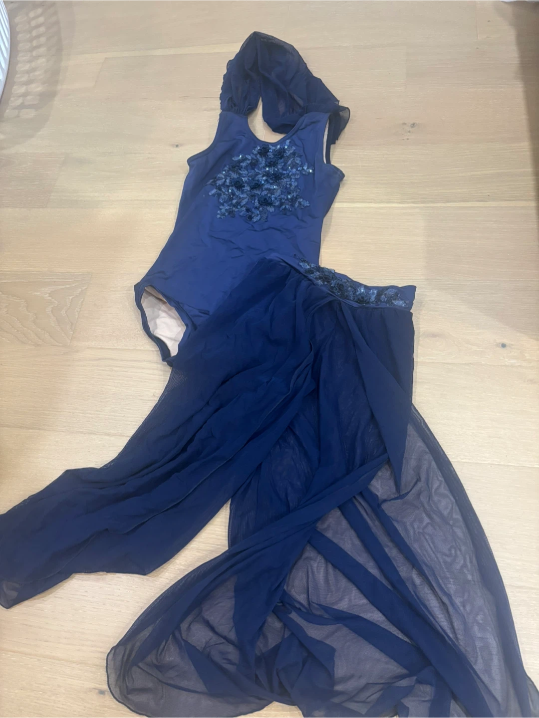 Navy Blue Dance Costume with open Pant