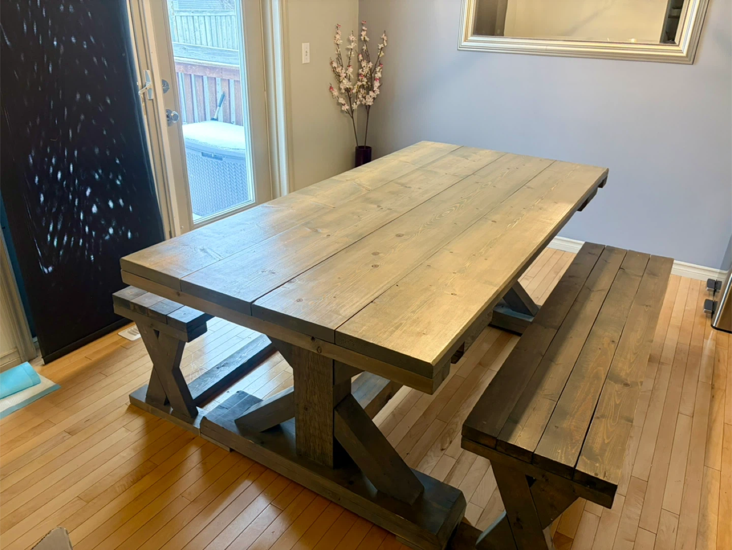Farmhouse Style Dining Table with Benches