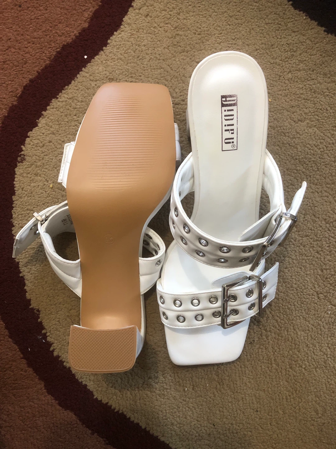 White ADIFU Mules with Buckle and Stud Detail - photo 3