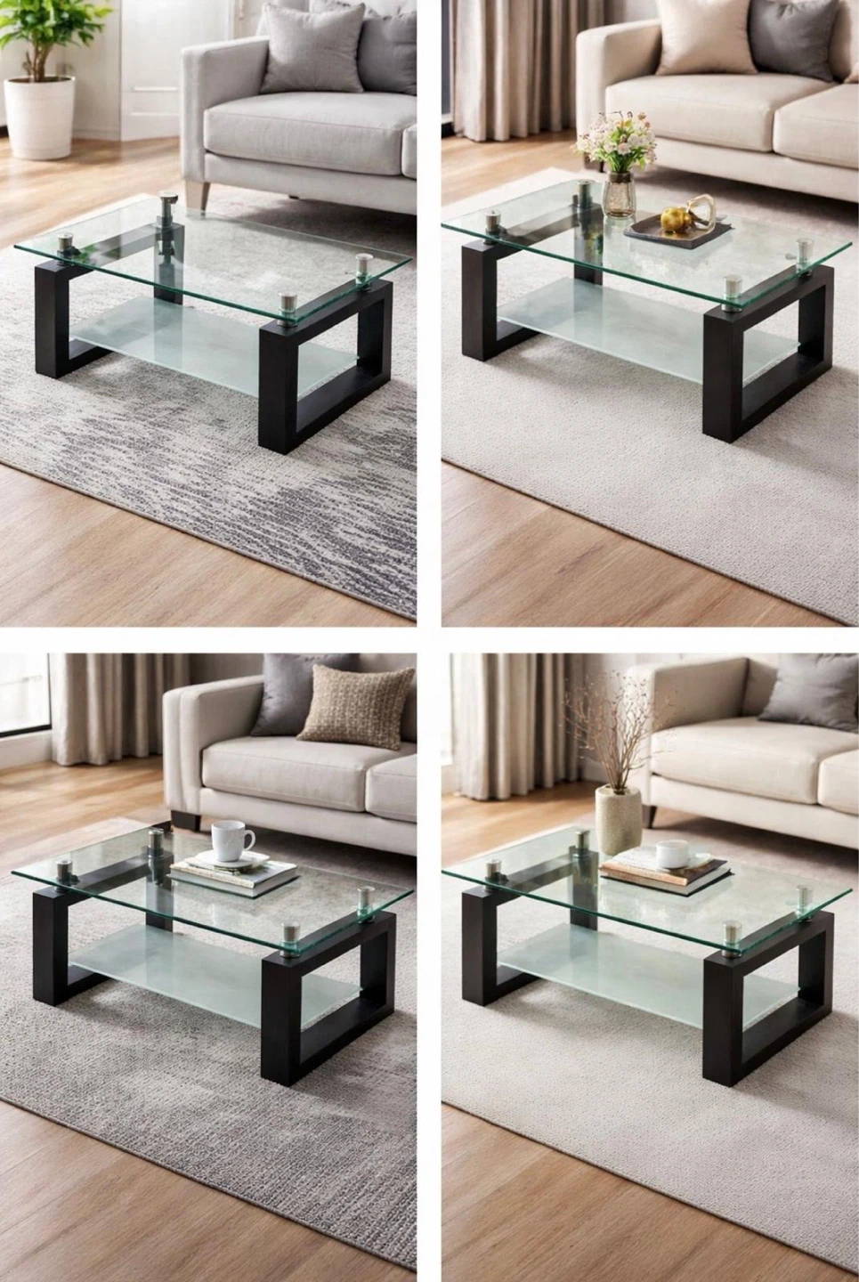 Glass and Wood Coffee Table