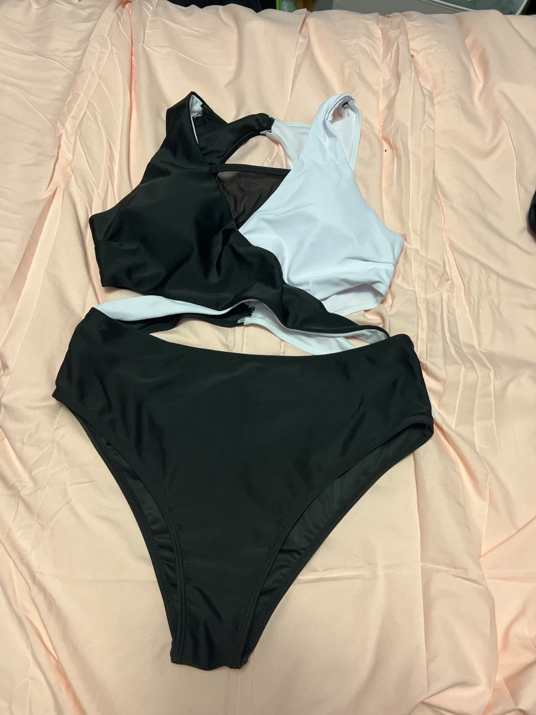Two-Piece Swimsuit - Black & White - Size L