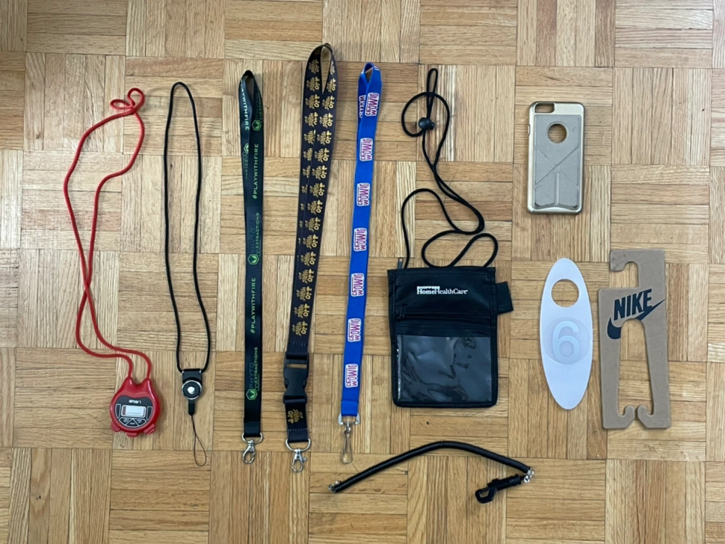 Assorted Lanyards, Pouch, Stopwatch and Nike Hanger