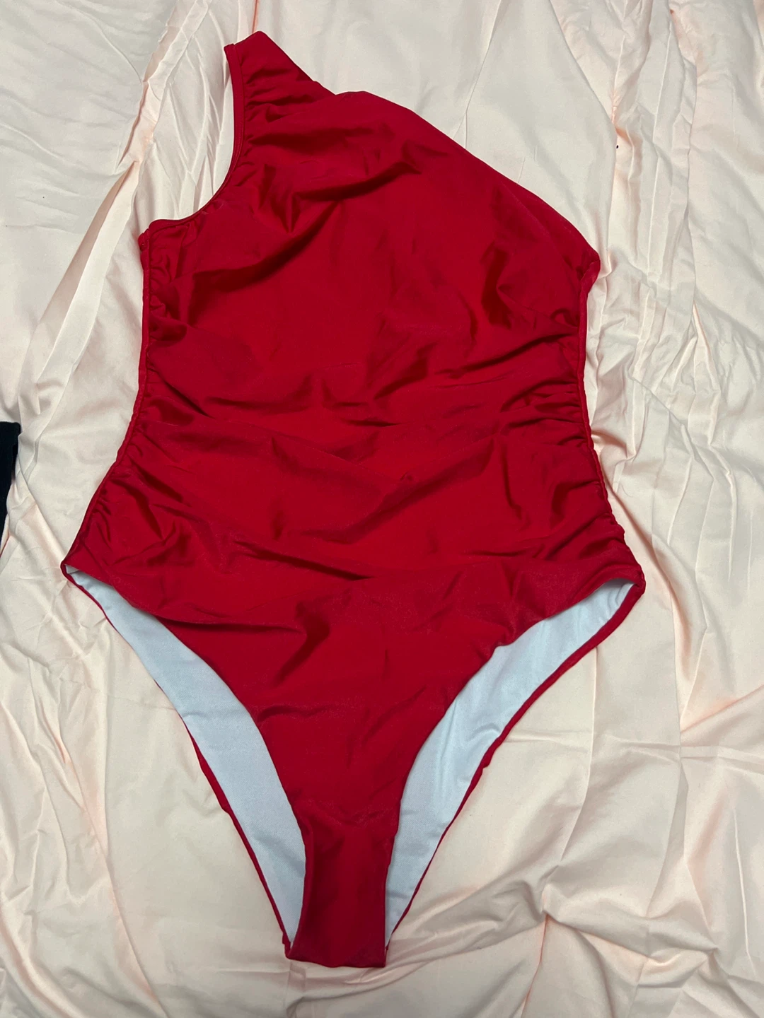 Red One Shoulder Swimsuit Size L