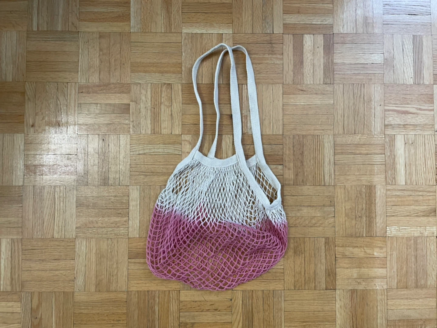 Mesh Tote Bag - White & Pink Ombre