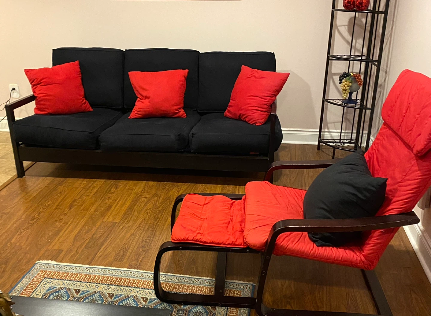 Wooden Sofa and Armchair with Foot rest