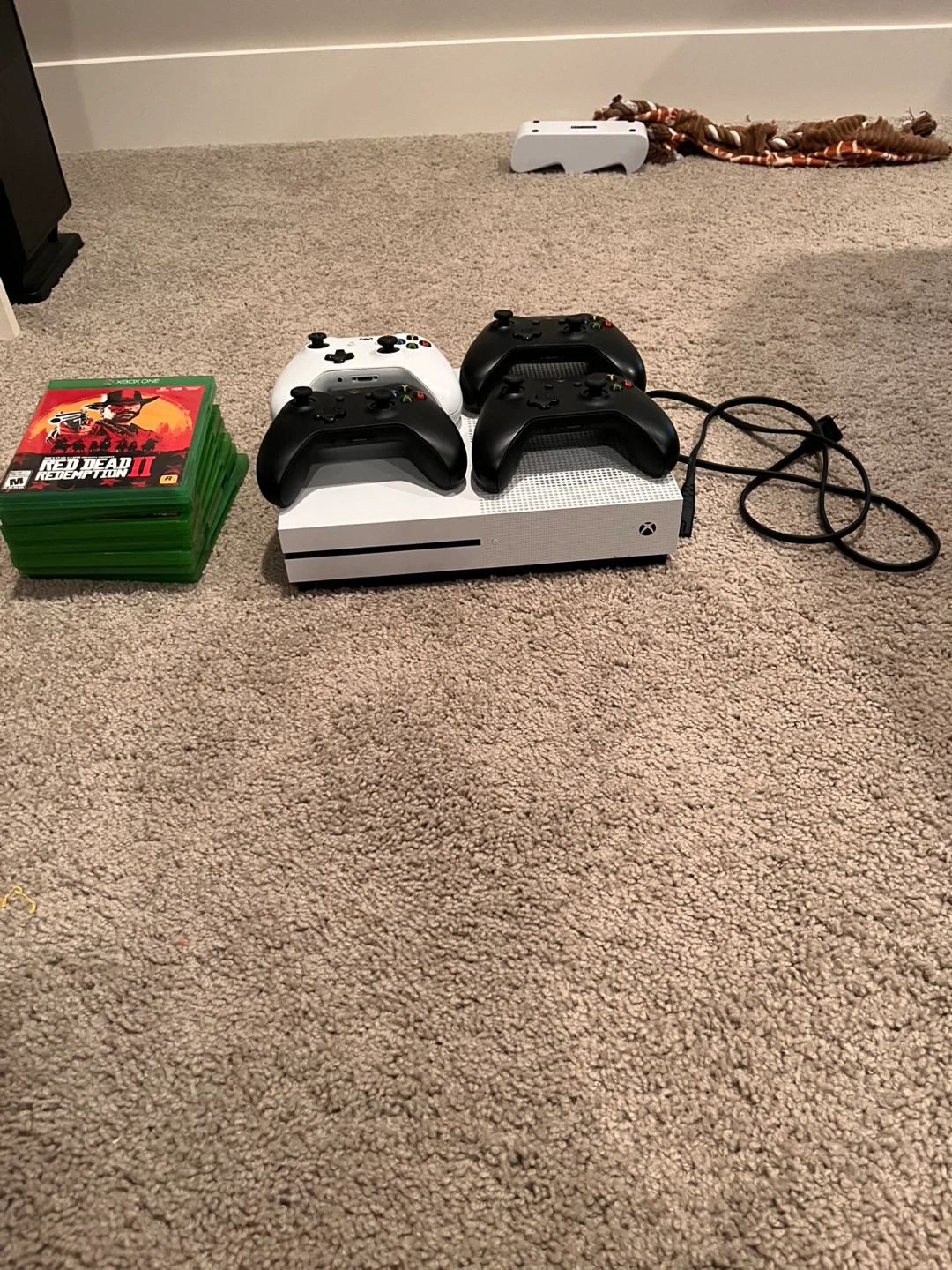Xbox One S Console with 4 Controllers and Games