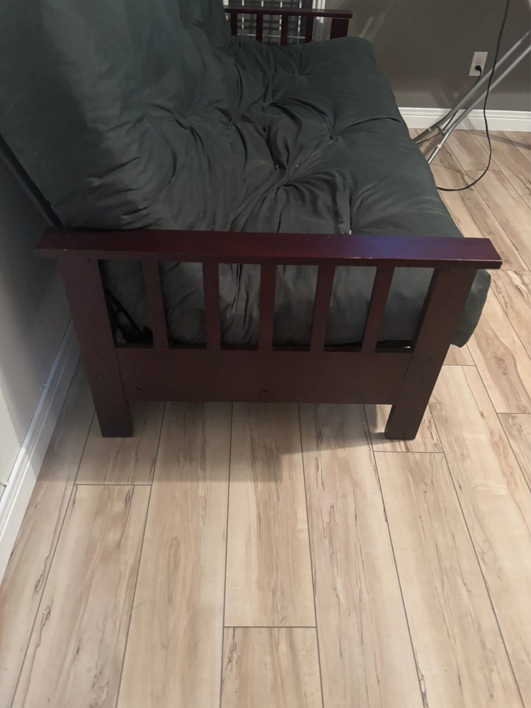 Dark Grey Futon with Wooden Frame - photo 2