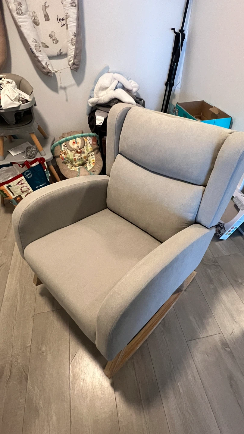 Light Grey Upholstered Nursery Rocking Chair - photo 2