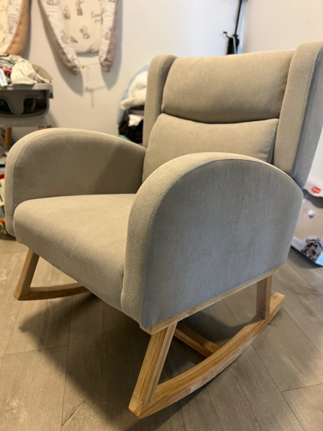 Light Grey Upholstered Nursery Rocking Chair - photo 3
