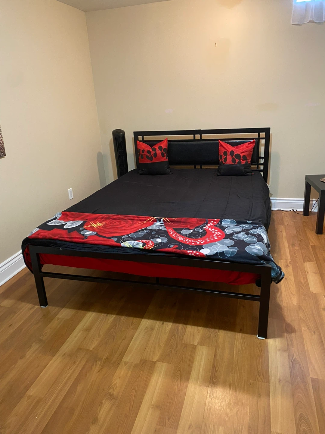Black Metal Bed Frame with Mattress