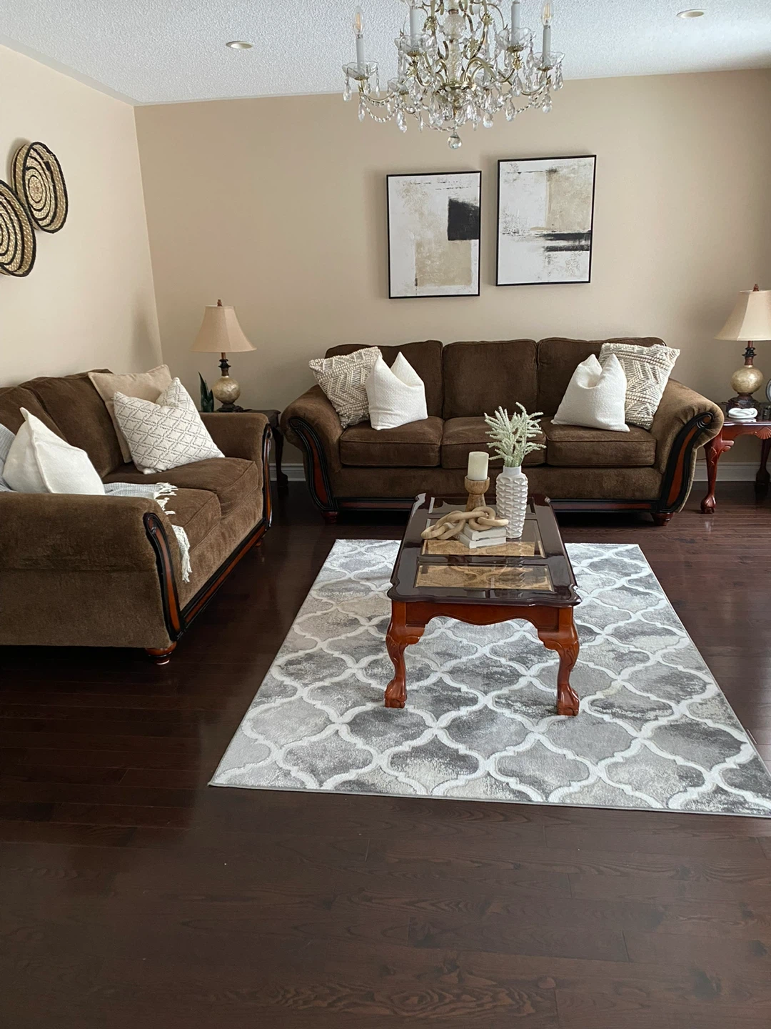 Sofa+Loveseat+Coffee Table+End Tables and Lamps
