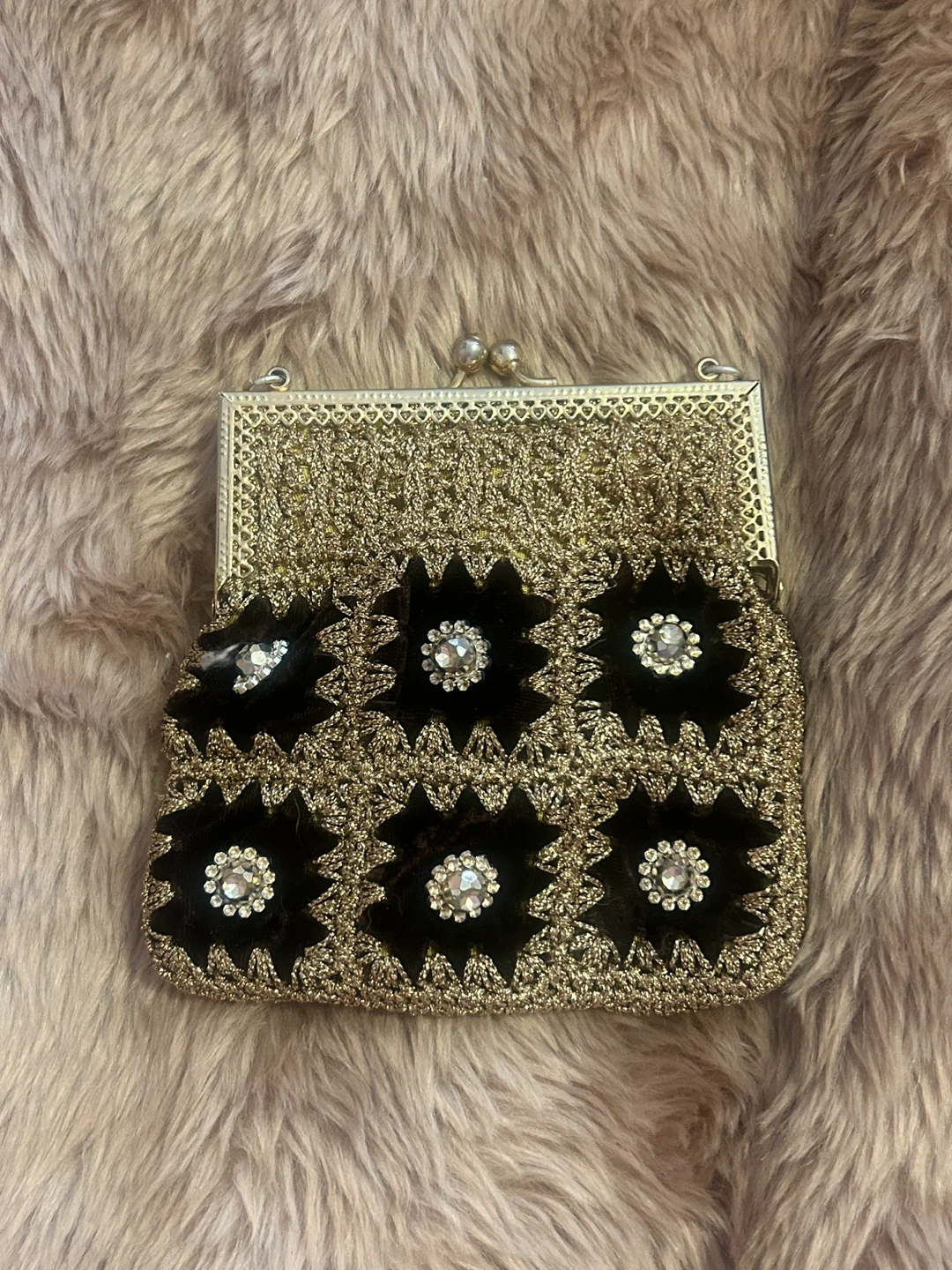 1980 ZARDOZI BLACK VELVET GOLD EMBROIDERED EVENING CLUTCH - photo 2