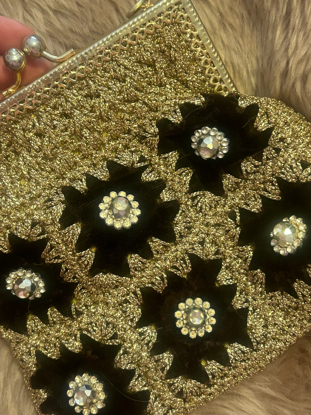 1980 ZARDOZI BLACK VELVET GOLD EMBROIDERED EVENING CLUTCH - photo 3