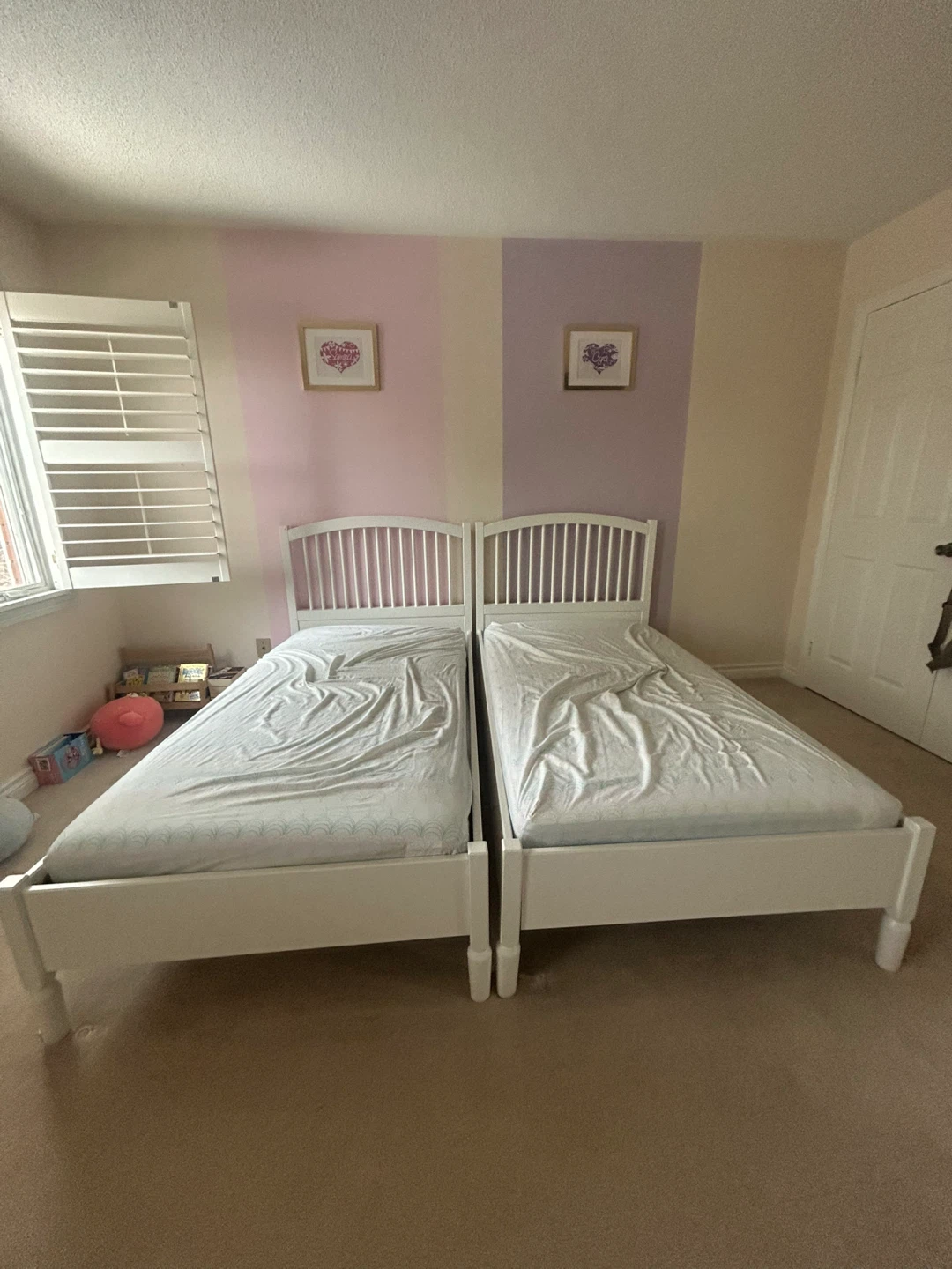 White Twin Bed Frame with Headboard - photo 3
